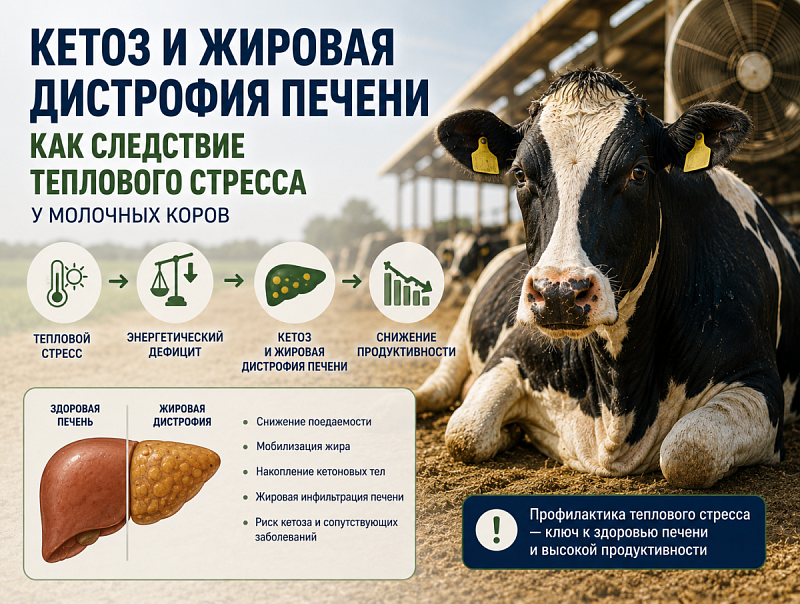 Кетоз и жировая дистрофия печени как следствие теплового стресса у молочных коров