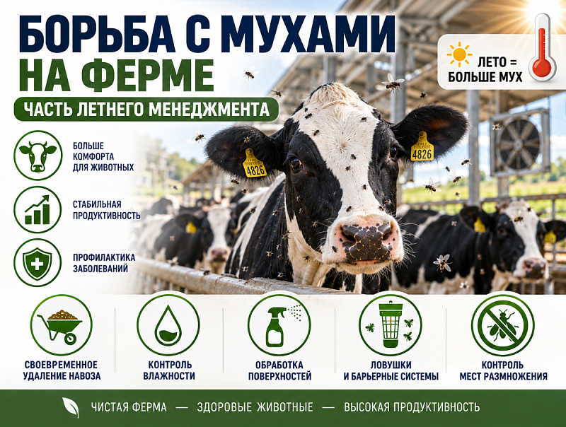 Борьба с мухами на животноводческих фермах как часть летнего менеджмента