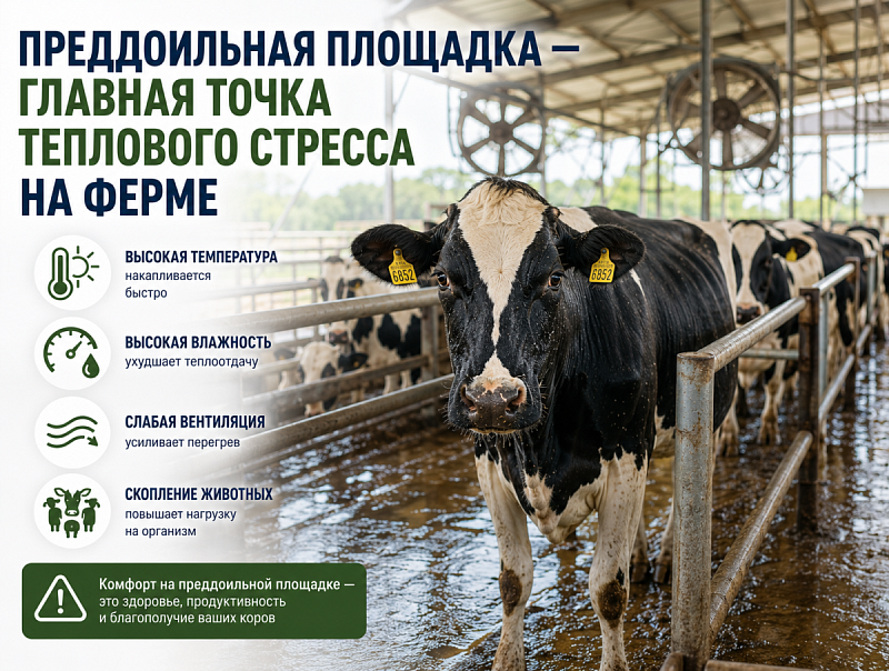 Преддоильная площадка — главная точка теплового стресса на ферме
